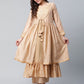 Ahalyaa Womens Beige Chanderi Kurta Palazzo Set with Dupatta | Swadesiicart