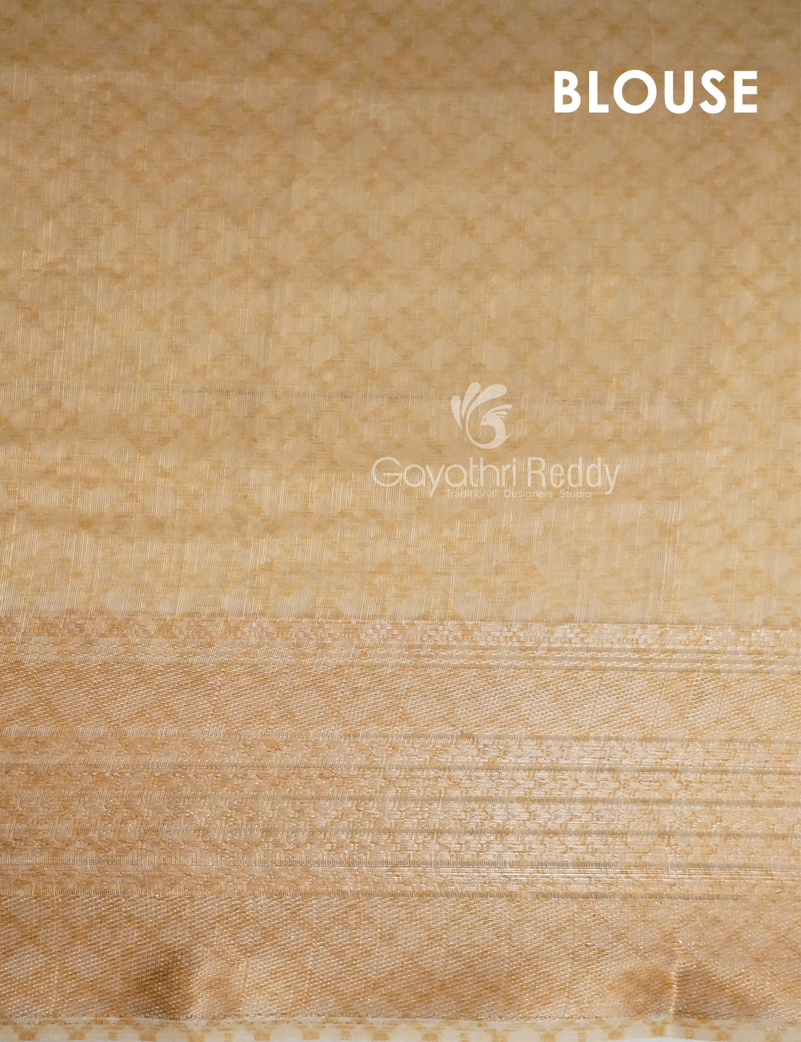 Shades of Wheat with Floral Design Semi Chanderi Saree By Gayathri Reddy Designer Studio | Swadesiicart