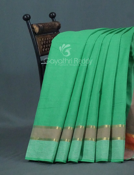 Dual Shades of Aqua Green Pure Mangalgiri Cotton By Gayathri Reddy Designer Studio | Swadesiicart