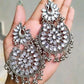 Tehzeeb Creations Women's Silver Colour Earrings With Kundan And Ghungroo Work | Swadesiicart