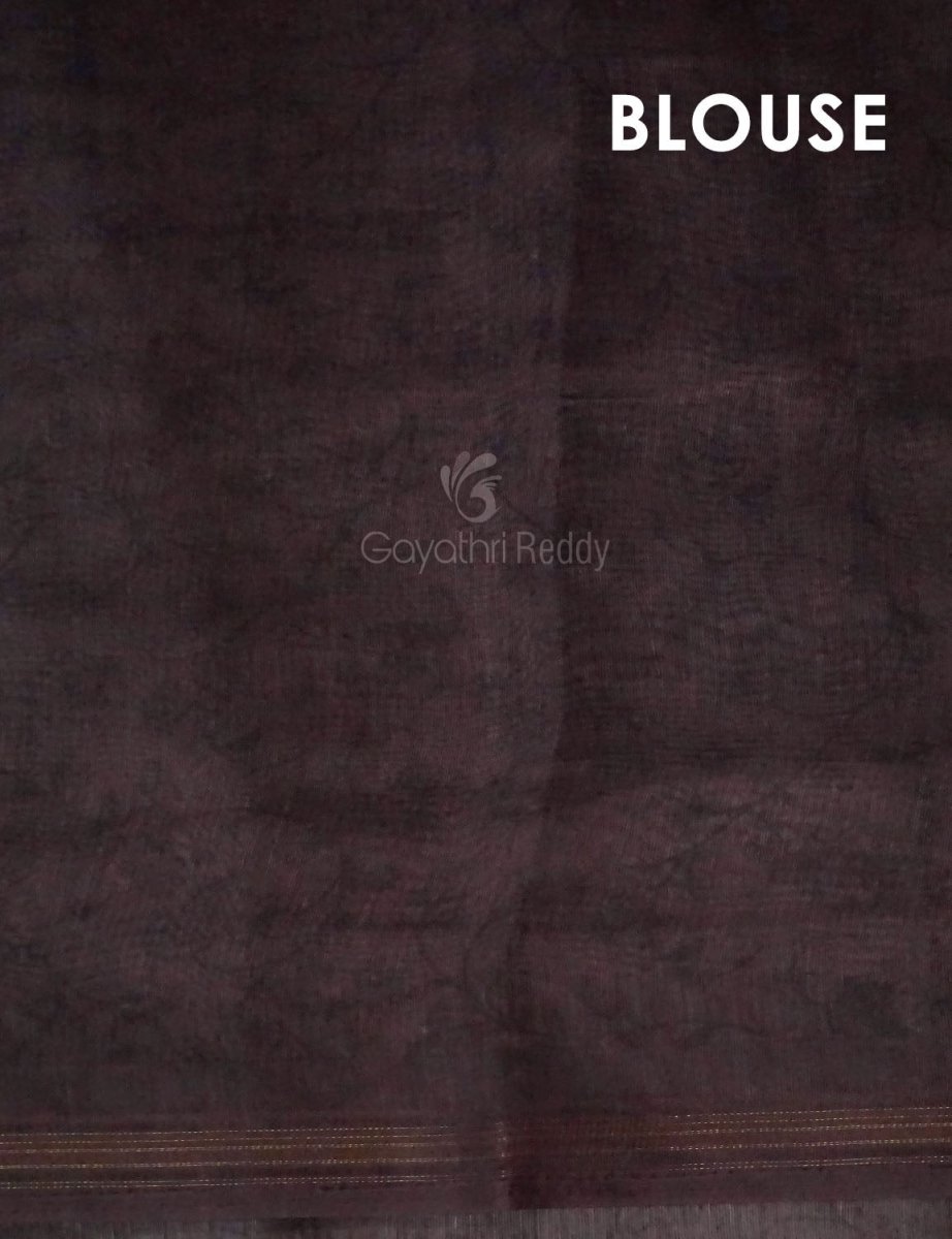 Baby Brown Mix With Pink Floral Design Printed Semi Chanderi Saree By Gayathri Reddy Designer Studio | Swadesiicart