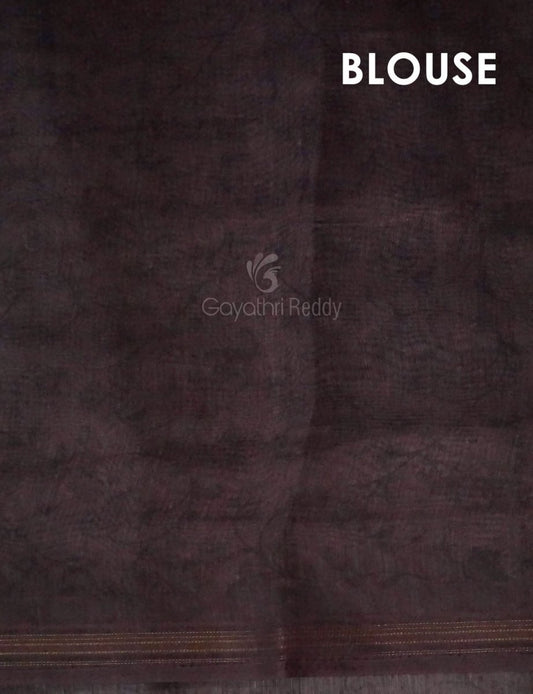 Baby Brown Mix With Pink Floral Design Printed Semi Chanderi Saree By Gayathri Reddy Designer Studio | Swadesiicart