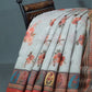 Shades of Light Grey Floral Print Semi Chanderi Saree By Gayathri Reddy Designer Studio | Swadesiicart