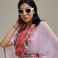 Tikhi Imli Lavender & Pink Floral Embroidered Belted Saree | Swadesiicart
