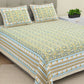 BELLA CASA Green & Blue Ethnic Motifs Cotton 180 TC King Bedsheet With 2 Pillow Covers