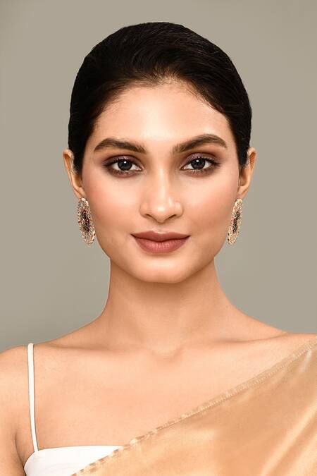Peacock Maroon and Green Stud Earring Tops for Womens by House of Ree | Swadesiicart