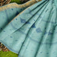 Exclusive Collection 100% Pure Cotton Sea Green Tant Saree With Hand Weaving Work - Swadesiicart