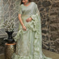 Tikhi Imli Embellished Sequinned Ruffled Ready to Wear Satin Saree | Swadesiicart