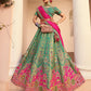 Monjolika Fashion Turquoise Banarasi Silk Diamond Wedding Trendy Lehenga Choli | Swadesiicart