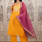 Vishudh Floral Yoke Design Straight Kurta with Palazzos & With Dupatta - Swadesiicart