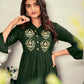 Monjolika Fashion Fancy Festive Wear Bottle Green Color Rayon Fabric Thread Embroidered Kurti - Swadesiicart