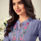 Monjolika Fashion Fancy Festive Wear Lavender Color Rayon Fabric Thread Embroidered Kurti - Swadesiicart