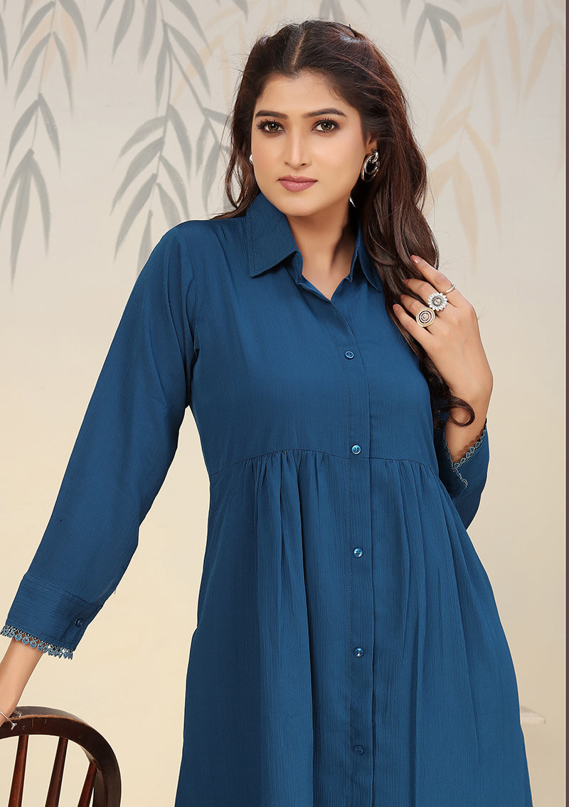 Monjolika Fashion Morpeach Cotton Solid Festival Casual Kurti - Swadesiicart