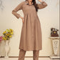 Monjolika Fashion Brown Cotton Solid Festival Casual Kurti - Swadesiicart