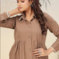 Monjolika Fashion Brown Cotton Solid Festival Casual Kurti - Swadesiicart