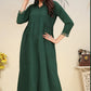 Monjolika Fashion Bottle Green Cotton Solid Festival Casual Kurti - Swadesiicart
