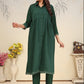 Monjolika Fashion Bottle Green Cotton Solid Festival Casual Kurti - Swadesiicart