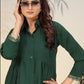 Monjolika Fashion Bottle Green Cotton Solid Festival Casual Kurti - Swadesiicart