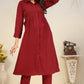 Monjolika Fashion Maroon Cotton Solid Festival Casual Kurti - Swadesiicart