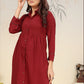 Monjolika Fashion Maroon Cotton Solid Festival Casual Kurti - Swadesiicart