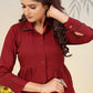 Monjolika Fashion Maroon Cotton Solid Festival Casual Kurti - Swadesiicart