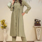 Monjolika Fashion Pista Green Cotton Solid Festival Casual Kurti - Swadesiicart