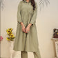 Monjolika Fashion Pista Green Cotton Solid Festival Casual Kurti - Swadesiicart