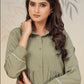 Monjolika Fashion Pista Green Cotton Solid Festival Casual Kurti - Swadesiicart