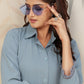 Monjolika Fashion Sky Blue Cotton Solid Festival Casual Kurti - Swadesiicart
