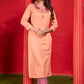 Monjolika Fashion Cotton Party Wear Kurti In Peach - Swadesiicart