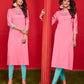 Monjolika Fashion Cotton Party Wear Kurti In Pink - Swadesiicart