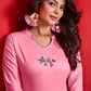Monjolika Fashion Cotton Party Wear Kurti In Pink - Swadesiicart