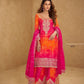 Anaita Orange Chinon Stitched Suit With Embroidery Work