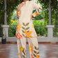 Monjolika Fashion Elegant Cream Floral Printed Cotton Co-Ord Set For Women - Swadesiicart