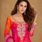 Anaita Orange Chinon Stitched Suit With Embroidery Work