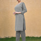 Monjolika Fashion Embroidered Georgette Straight Kurta Set In Grey - Swadesiicart