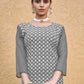 Monjolika Fashion Embroidered Georgette Straight Kurta Set In Grey - Swadesiicart