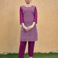 Monjolika Fashion Embroidered Georgette Straight Kurta Set In Purple - Swadesiicart