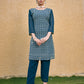 Monjolika Fashion Embroidered Georgette Straight Kurta Set In Teal Blue - Swadesiicart