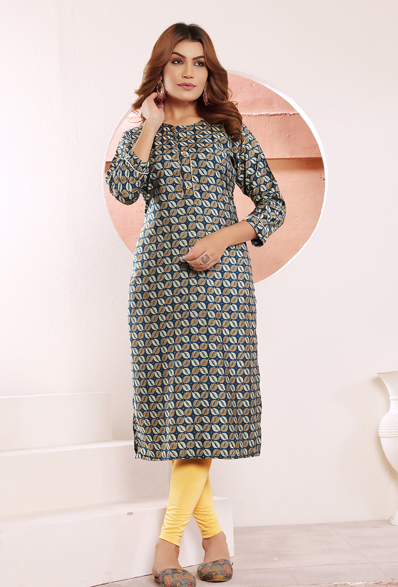 Monjolika Fashion Viscose Morpeach Buttons Party Wear Kurti For Party - Swadesiicart