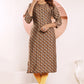 Monjolika Fashion Viscose Brown Buttons Party Wear Kurti For Party - Swadesiicart