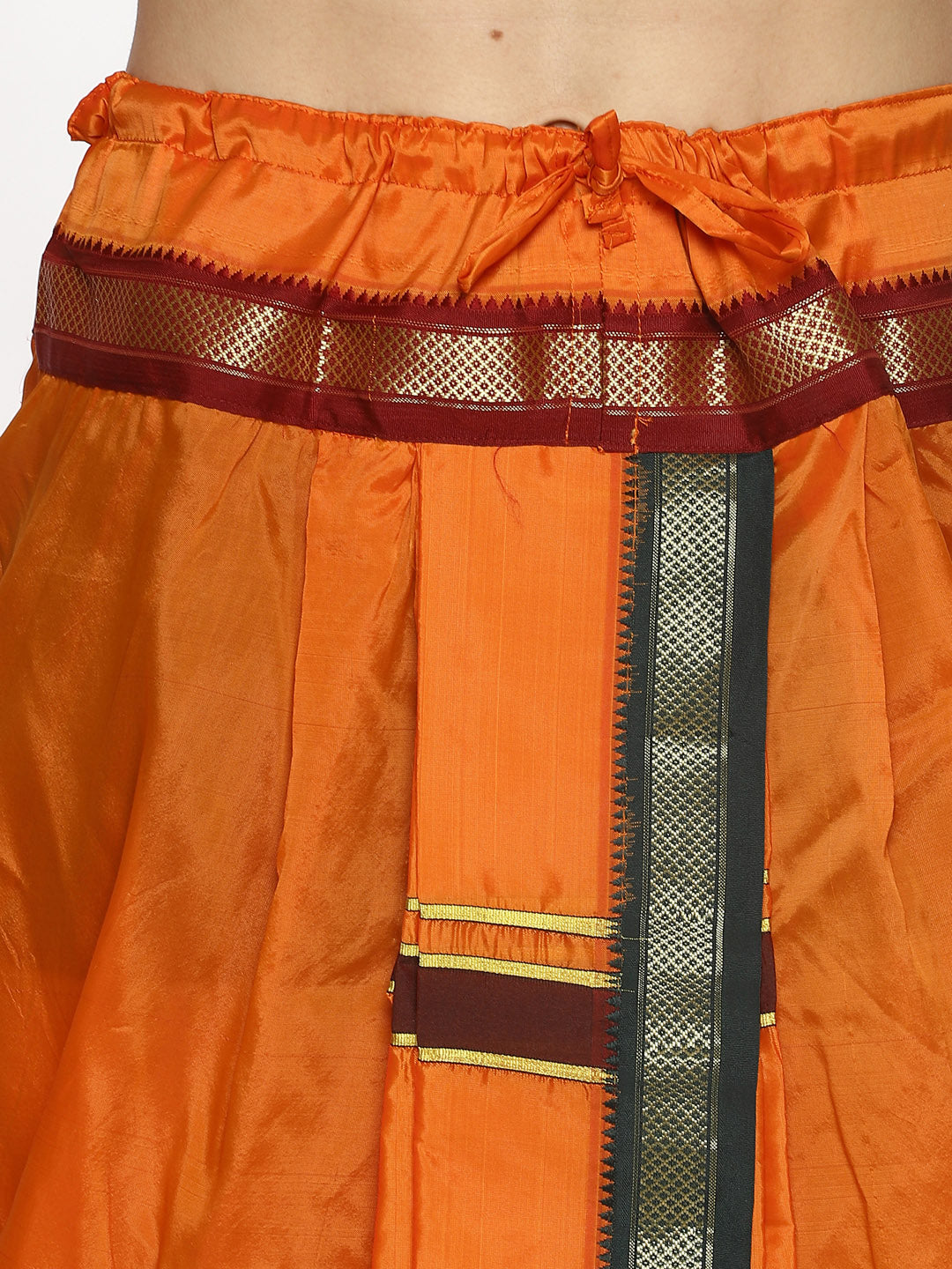 Sethukrishna Men Orange Solid Readymade Dhoti Pants With Angavastram | Swadesiicart