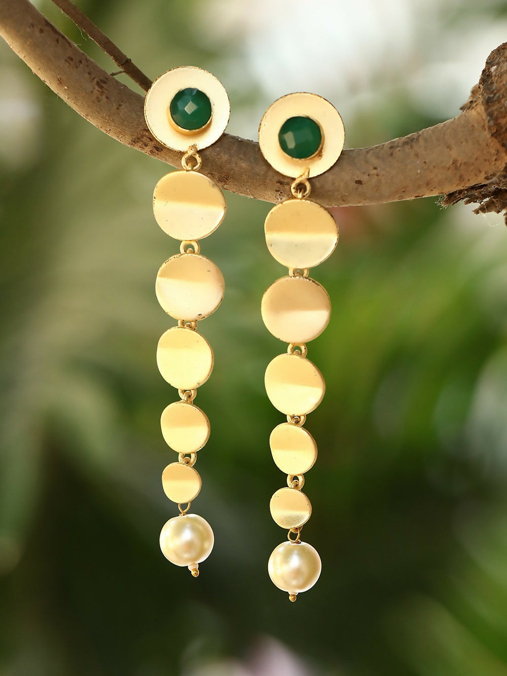 Joban Fashion Women Long Pattern Matte Gold Earrings | Swadesiicart