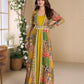 Anaita Yellow Heavy Fox Georgette Anarkali Shrug Suit With Silk Print