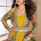 Anaita Yellow Heavy Fox Georgette Anarkali Shrug Suit With Silk Print