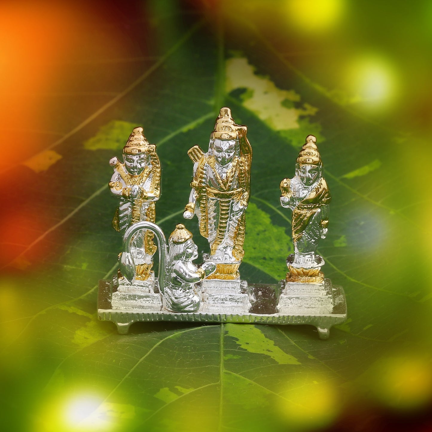 Estele Gold-Polished Spiritual Ram Darbar|God Ram,Laxman,Sita & Hanuman Idol for Home/Car Décor - Swadesiicart