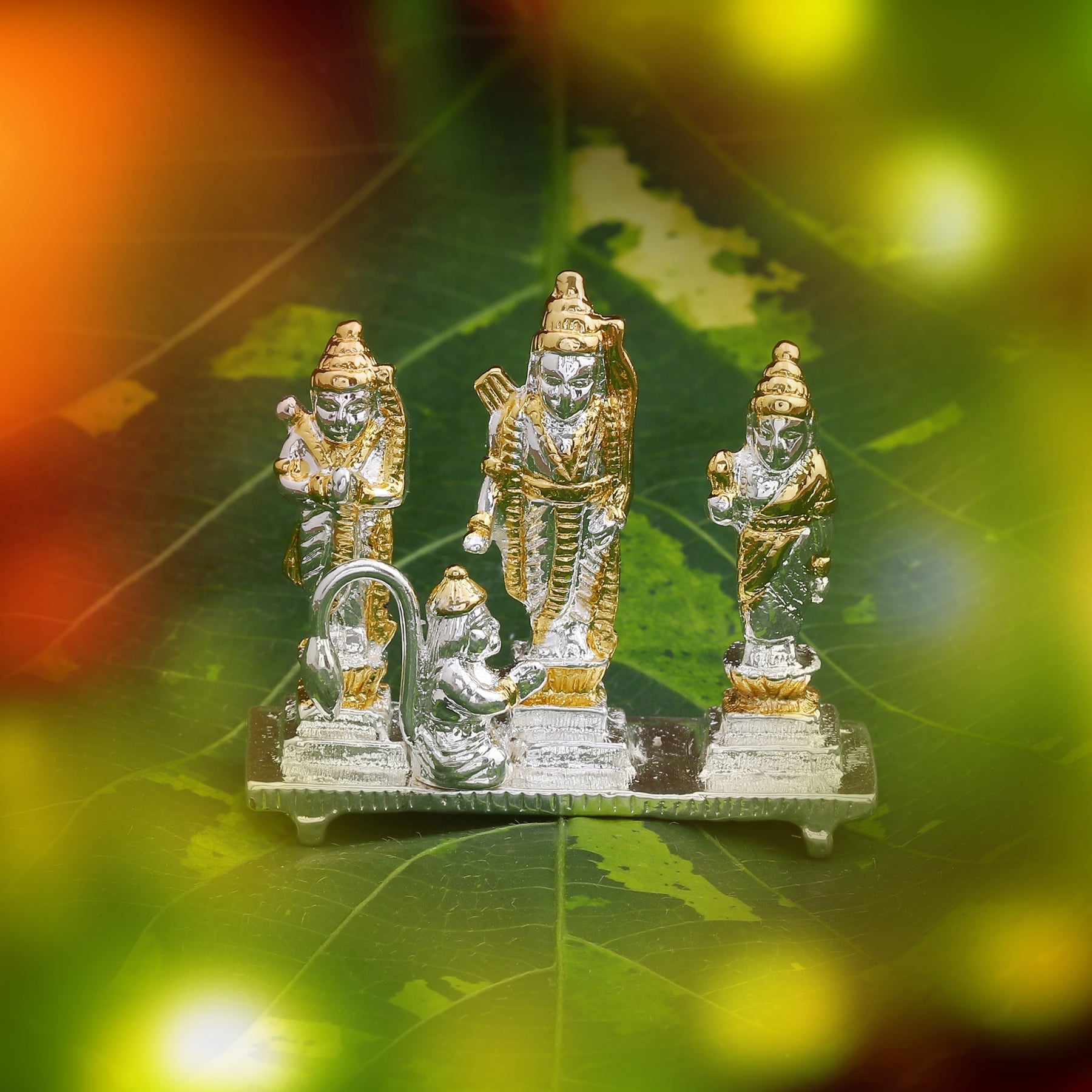 Estele Gold-Polished Spiritual Ram Darbar|God Ram,Laxman,Sita & Hanuman Idol for Home/Car Décor - Swadesiicart