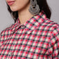 Aks Women Checked Shirt Collar Pure Cotton Kurta With Trousers