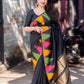 Black Polycotton Woven Design Saree with Unstitched Blouse - Hiral Fashion | Swadesiicart
