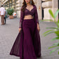 Anaita Purple Georgette Stitched Shrug Suit With Embroidered Sequins Work